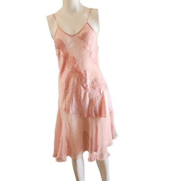 Victoria's secret Gold Label small '90s pink chiffon satin special occasion 20s - Picture 1 of 6
